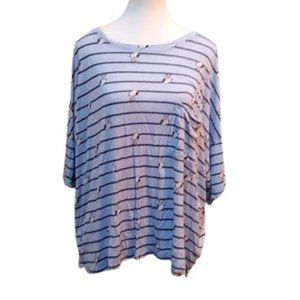 Peanuts plus size XXL light blue t-shirt with stripes and puppy pattern